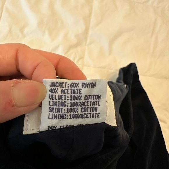 Vintage Hugo Buscati Women's mini Skirt Velvet navy blue vtg sz 8 back slit - Picture 5 of 10
